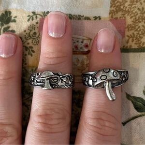 Silver mushroom rings. 2 pack